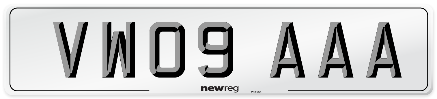 VW09 AAA Number Plate from New Reg